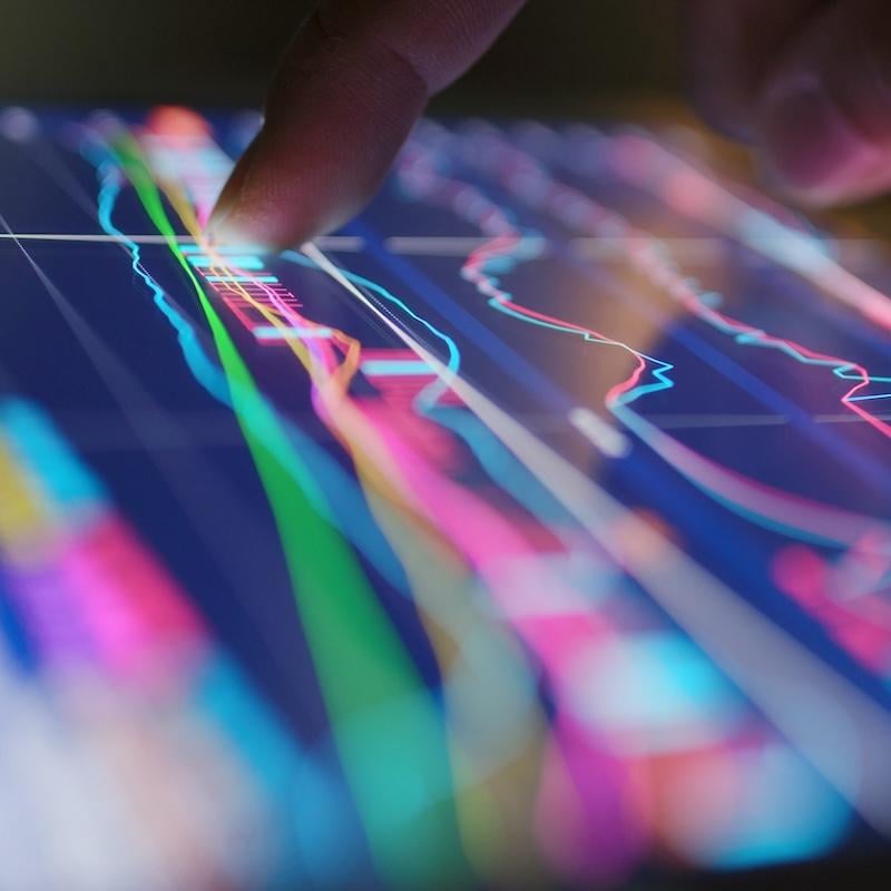 Stock market data on tablet