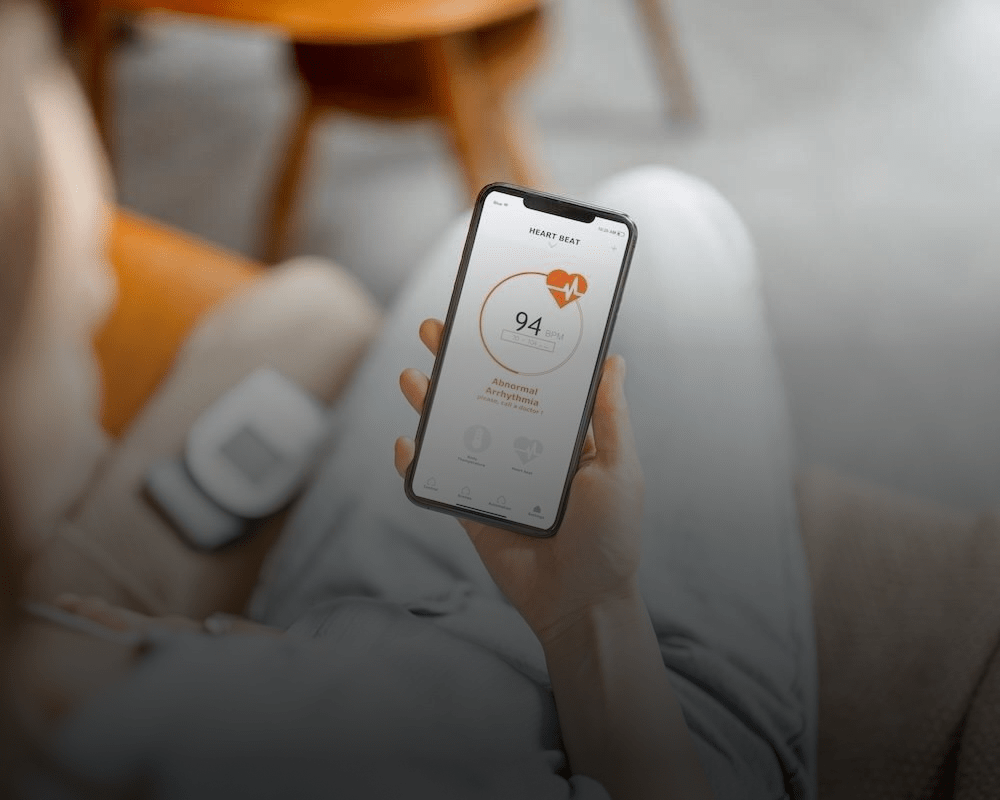 apphealthpic User looking in POV of looking downward at phone opened on a health app
