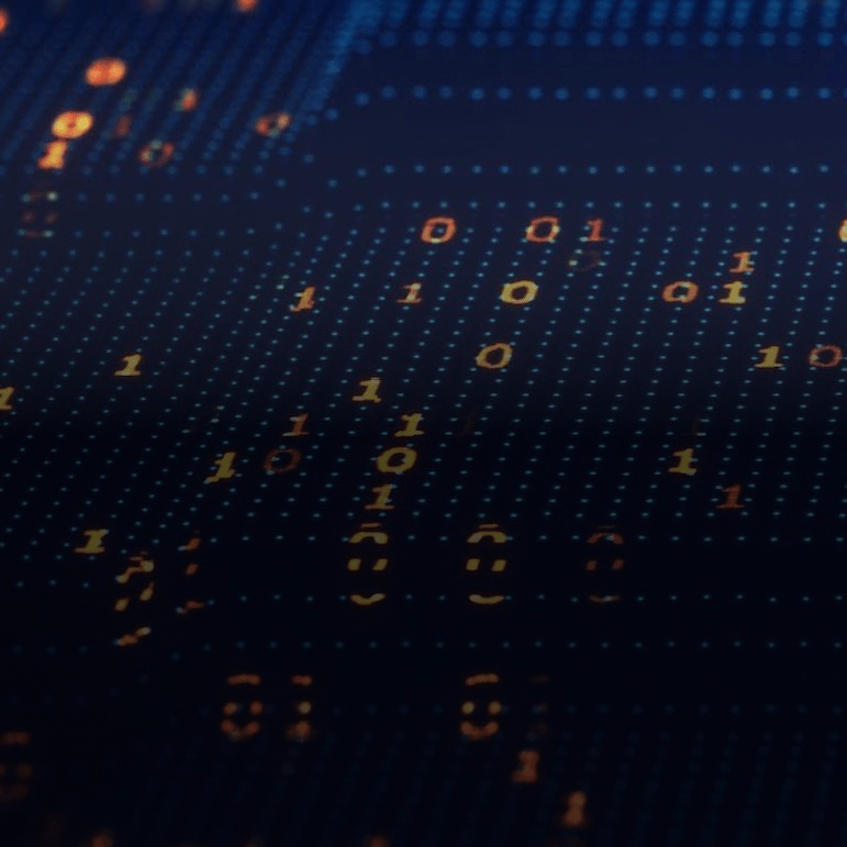 binarycomputer Block chain concept. Big data binary code futuristic information technology, data flow. Transferring of big data. interconnected blocks of data depicting a cryptocurrency blockchain . 3D Rendering.
