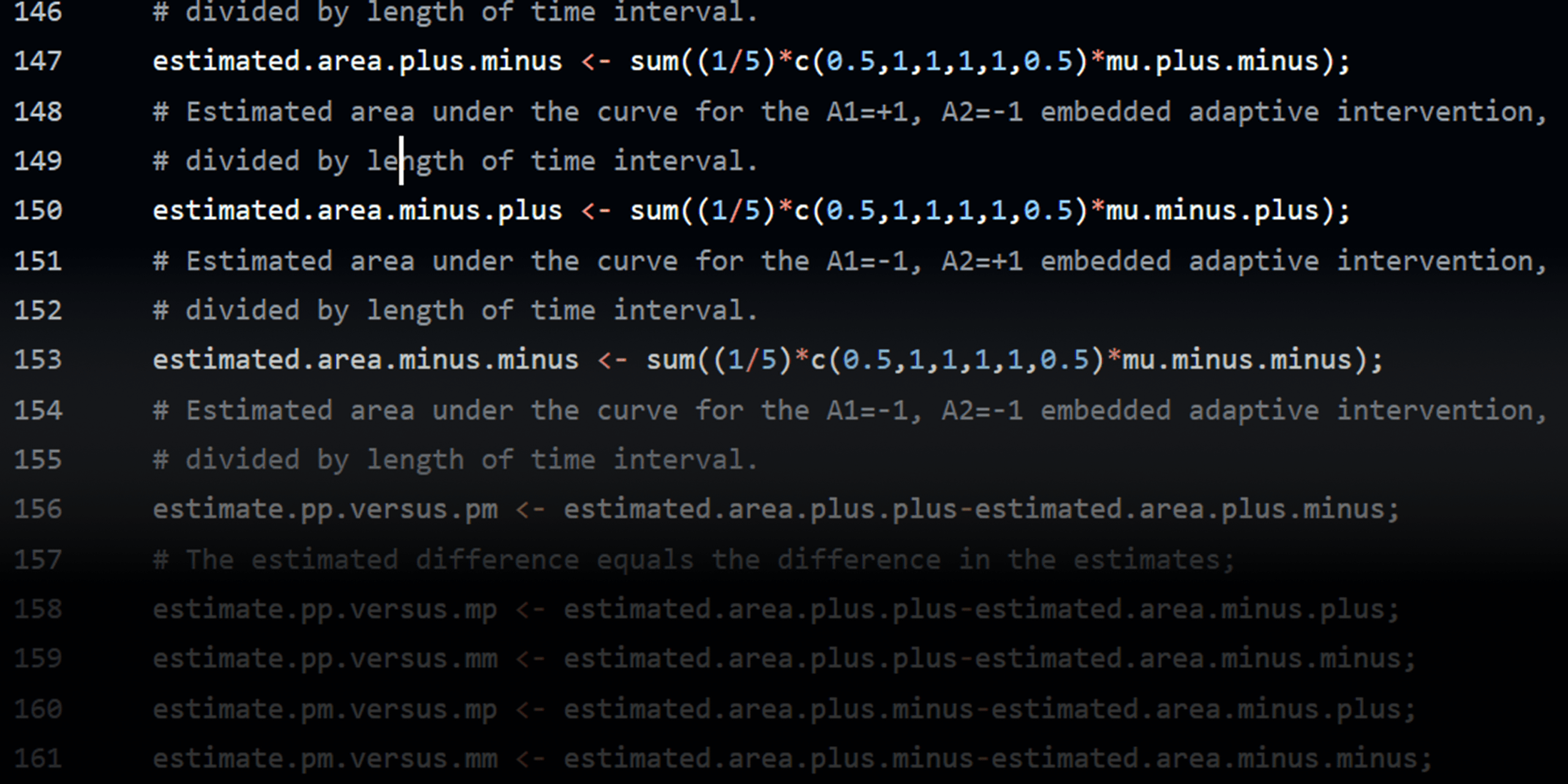 sample code with lines of code in a black background